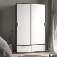 Thumbnail for Line Wardrobe with 2 Doors + 2 Drawers in White and Concrete