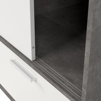 Thumbnail for Line Wardrobe with 2 Doors + 2 Drawers in White and Concrete