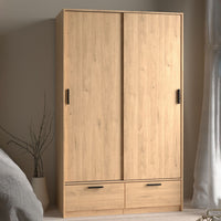 Thumbnail for Line Wardrobe with 2 Doors 2 Drawers in Jackson Hickory Oak