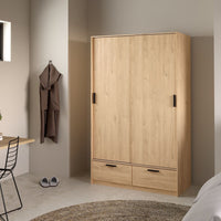 Thumbnail for Line Wardrobe with 2 Doors 2 Drawers in Jackson Hickory Oak