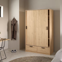 Thumbnail for Line Wardrobe with 2 Doors 2 Drawers in Jackson Hickory Oak