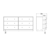 Thumbnail for Black Wide 6 Drawer Wooden Double Midi Chest of Drawers