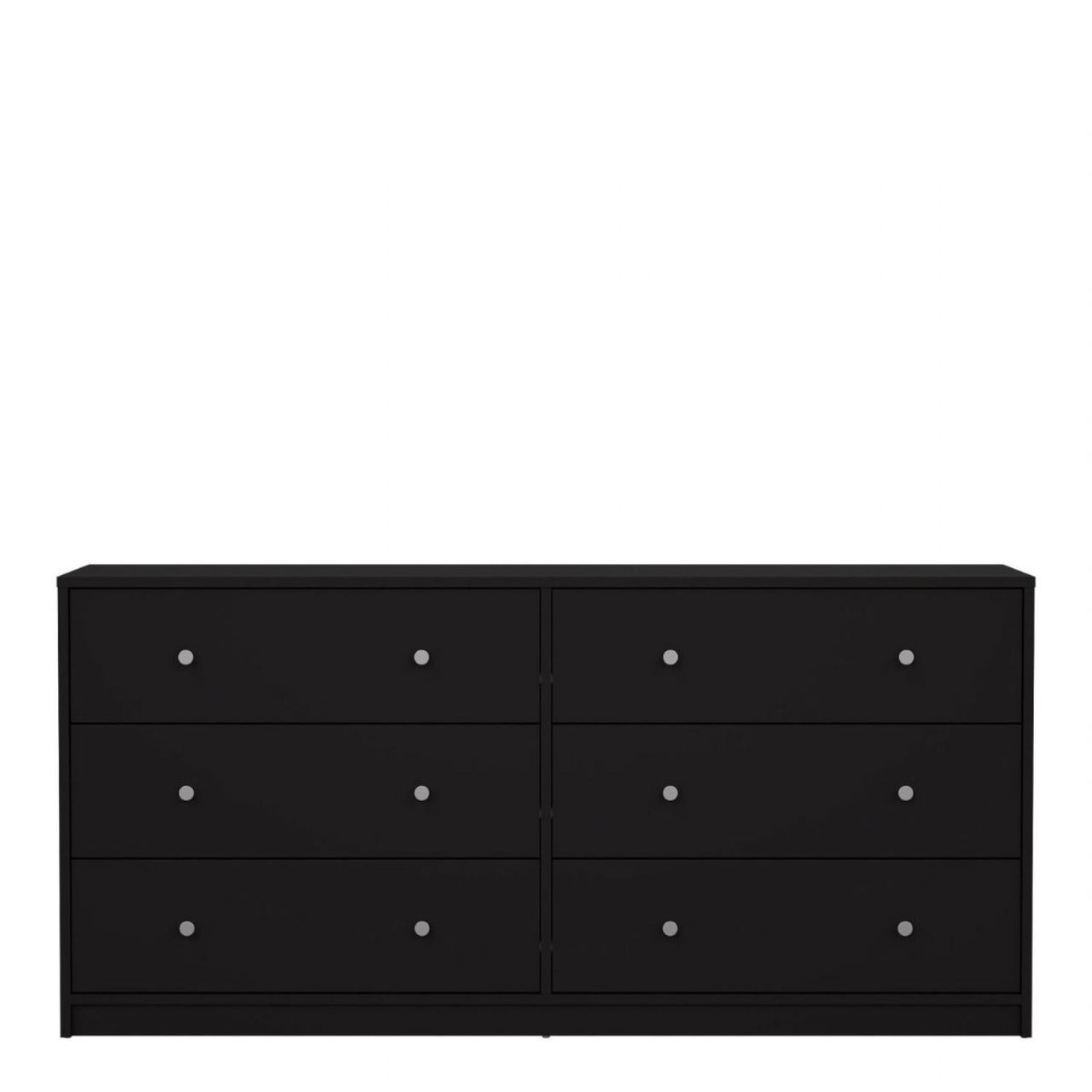 Black Wide 6 Drawer Wooden Double Midi Chest of Drawers