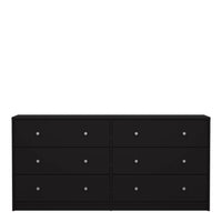 Thumbnail for Black Wide 6 Drawer Wooden Double Midi Chest of Drawers