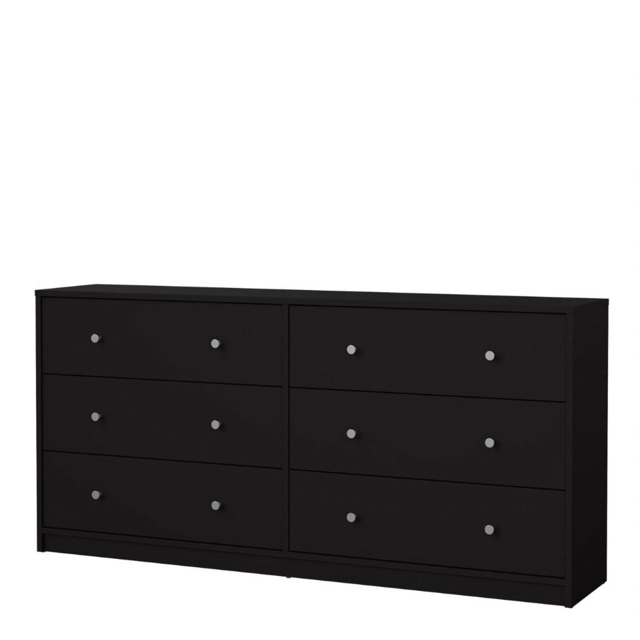 Black Wide 6 Drawer Wooden Double Midi Chest of Drawers