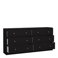 Thumbnail for Black Wide 6 Drawer Wooden Double Midi Chest of Drawers