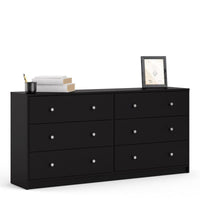 Thumbnail for Black Wide 6 Drawer Wooden Double Midi Chest of Drawers