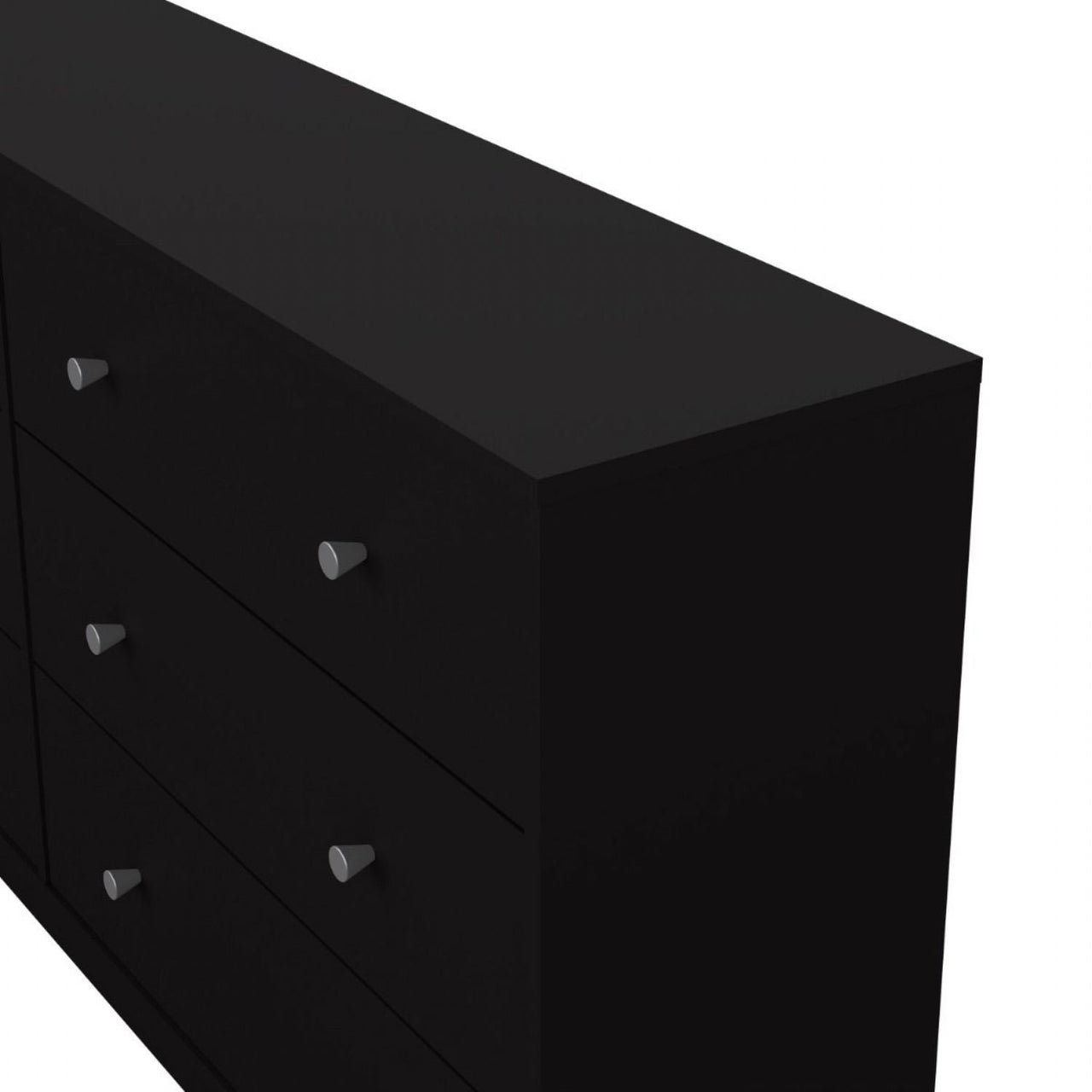 Black Wide 6 Drawer Wooden Double Midi Chest of Drawers