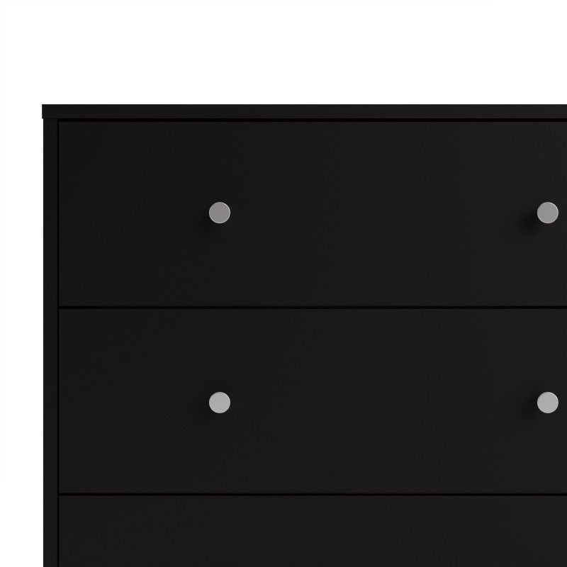 Black Wide 6 Drawer Wooden Double Midi Chest of Drawers