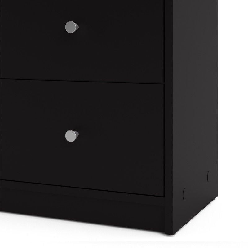 Black Wide 6 Drawer Wooden Double Midi Chest of Drawers