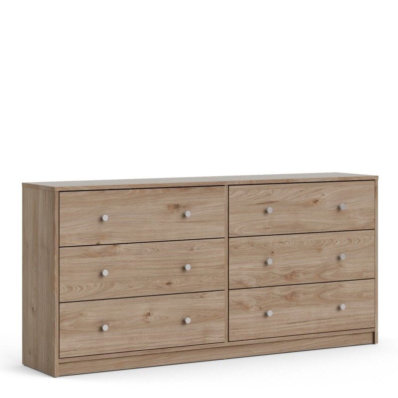 143cm Wide Midi Chest of 6 Drawers in Jackson Hickory Oak