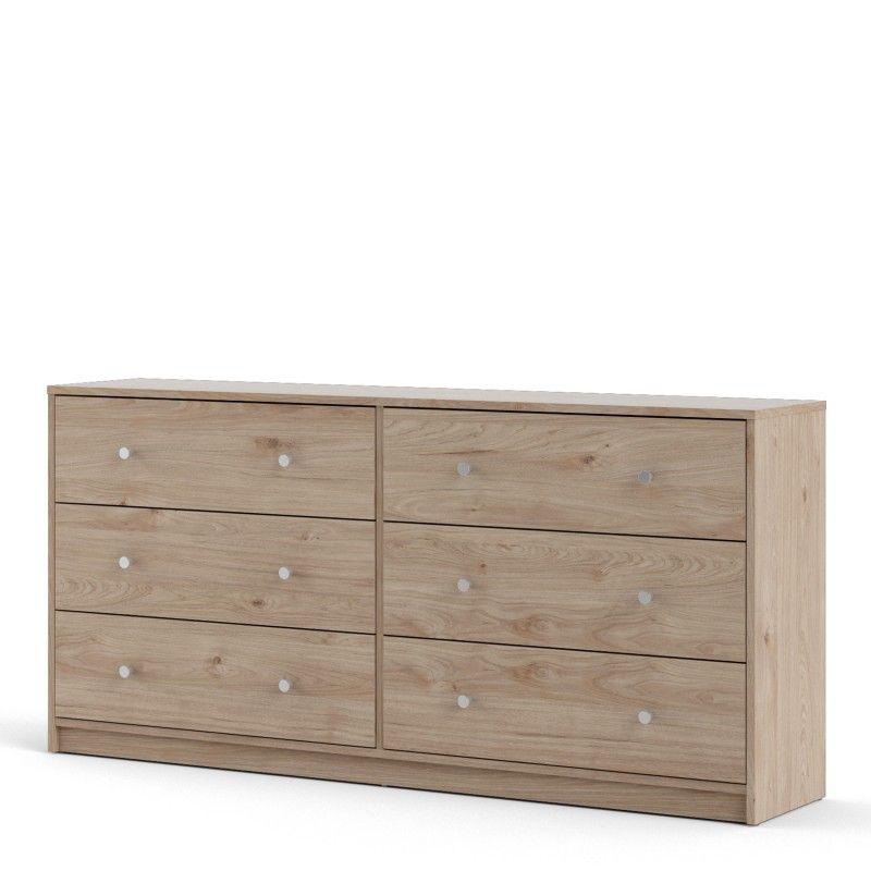 143cm Wide Midi Chest of 6 Drawers in Jackson Hickory Oak