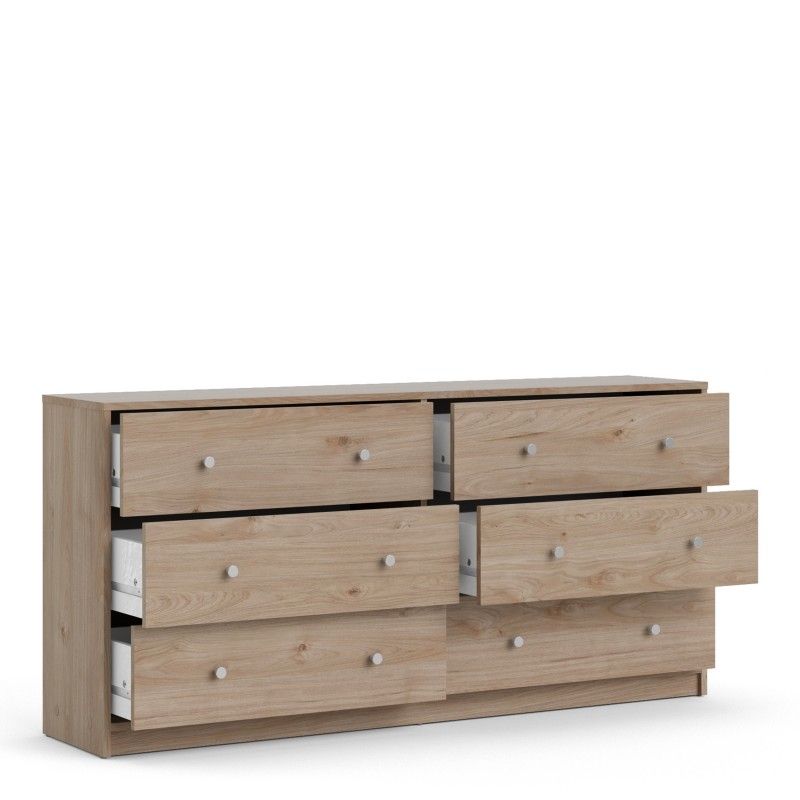 143cm Wide Midi Chest of 6 Drawers in Jackson Hickory Oak