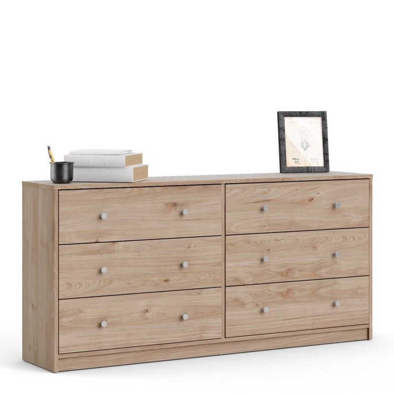 143cm Wide Midi Chest of 6 Drawers in Jackson Hickory Oak