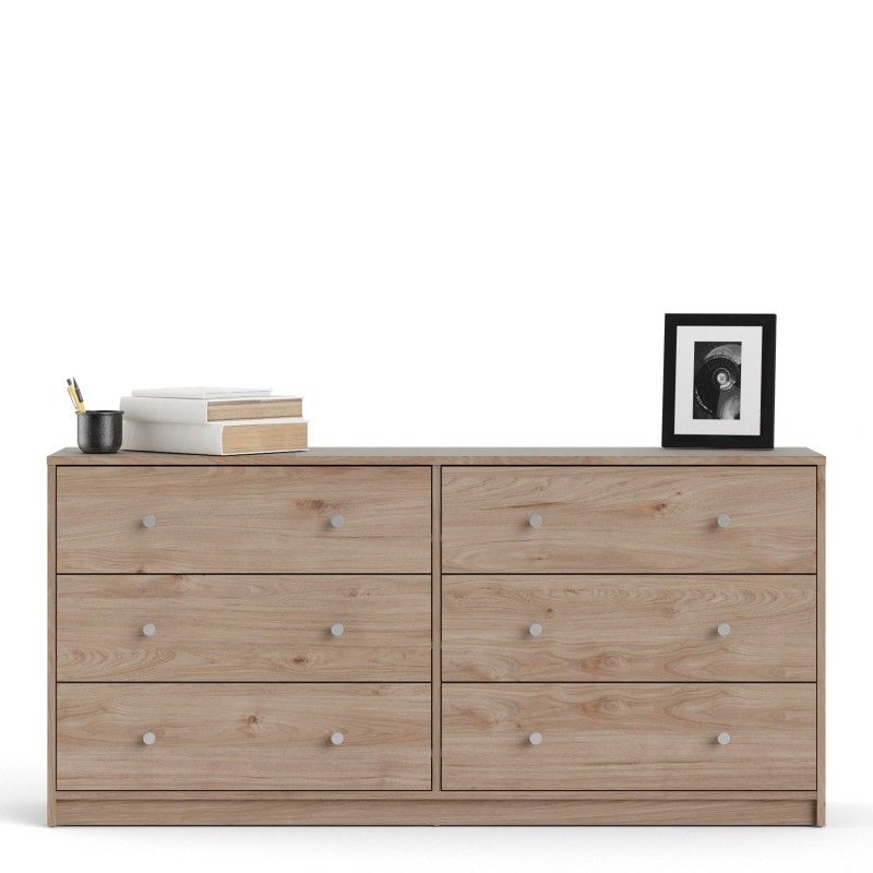 143cm Wide Midi Chest of 6 Drawers in Jackson Hickory Oak