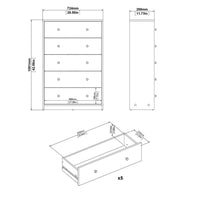 Thumbnail for Large Tall Dark Walnut Chest of 5 Drawers 108 x 72cm