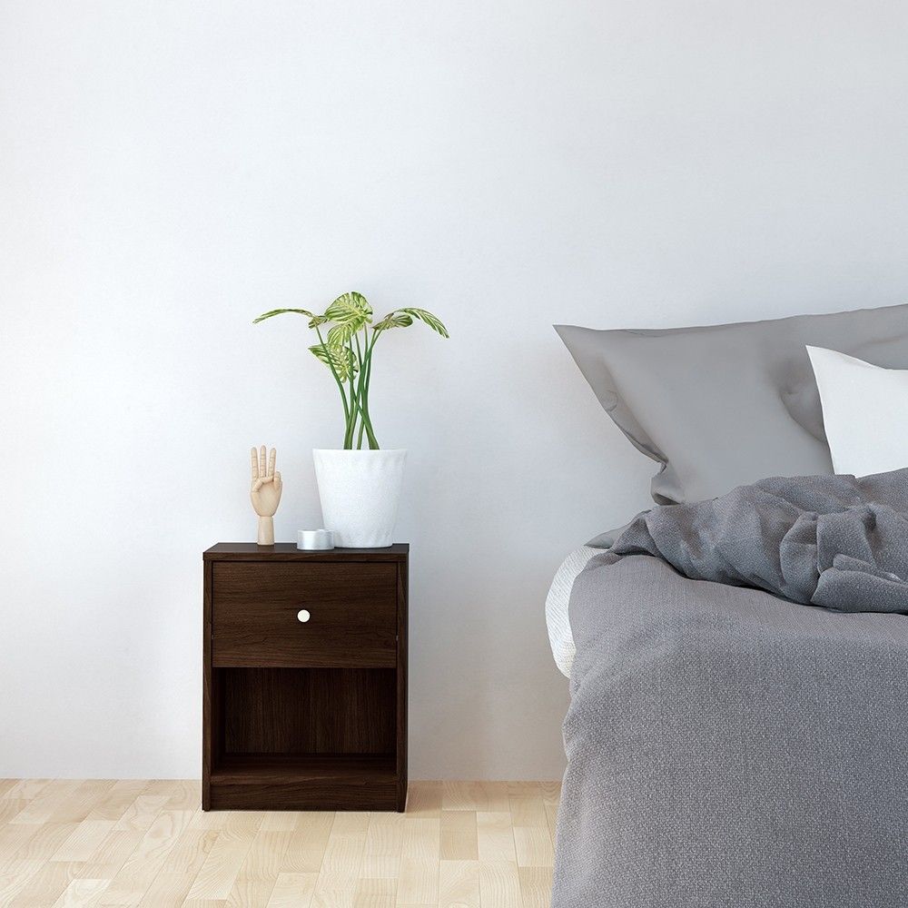 Bedside 1 Drawer in Dark Walnut