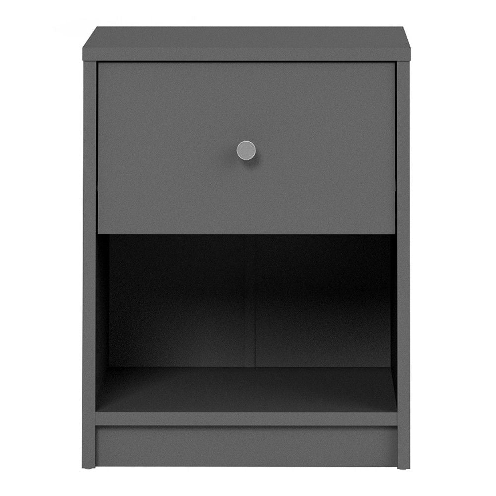 Modern Grey Laminated Bedside Cabinet With 1 Drawer 48x38cm