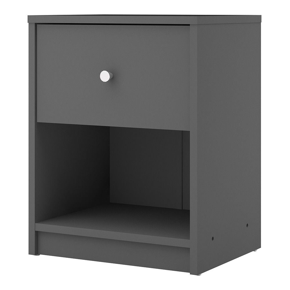 Modern Grey Laminated Bedside Cabinet With 1 Drawer 48x38cm