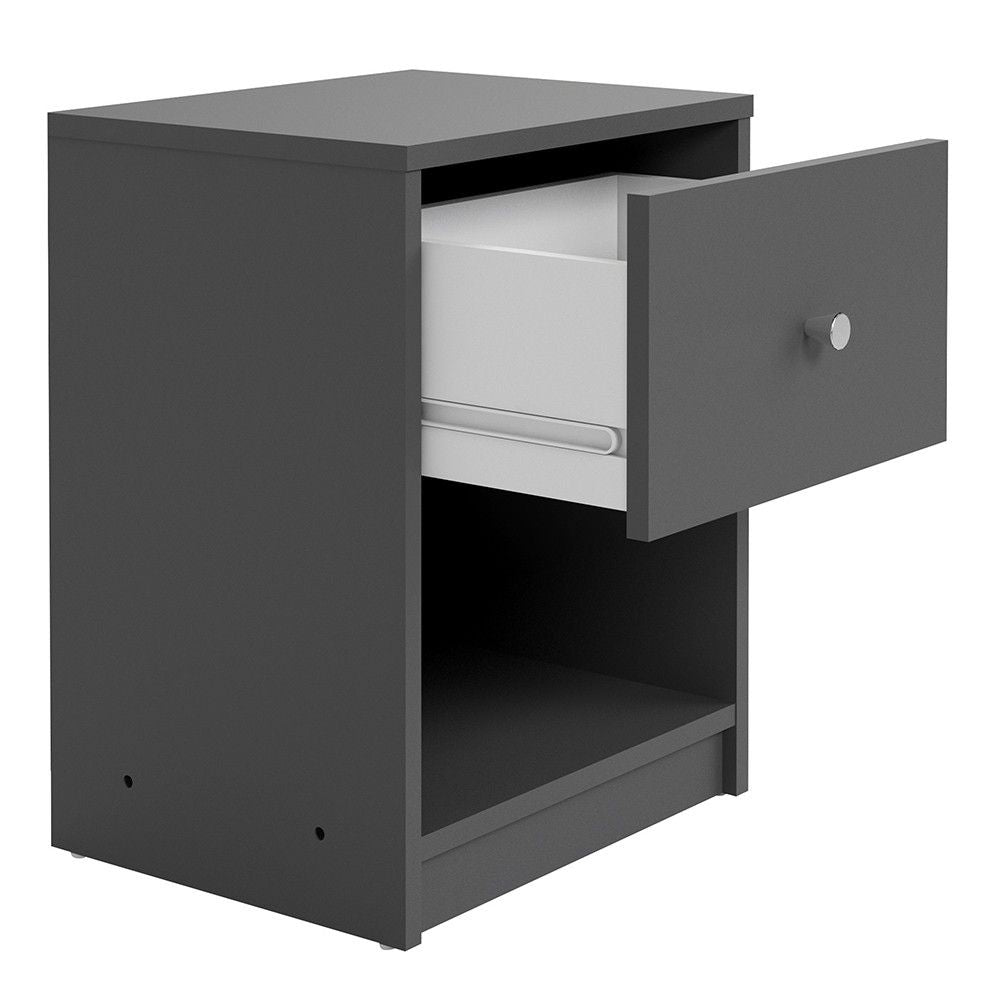 Modern Grey Laminated Bedside Cabinet With 1 Drawer 48x38cm