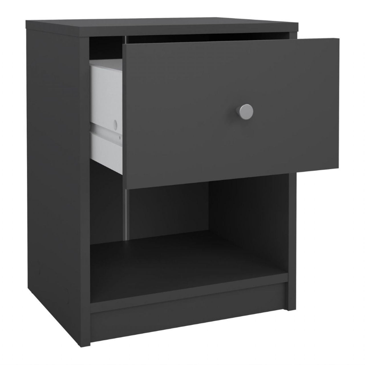 Modern Grey Laminated Bedside Cabinet With 1 Drawer 48x38cm