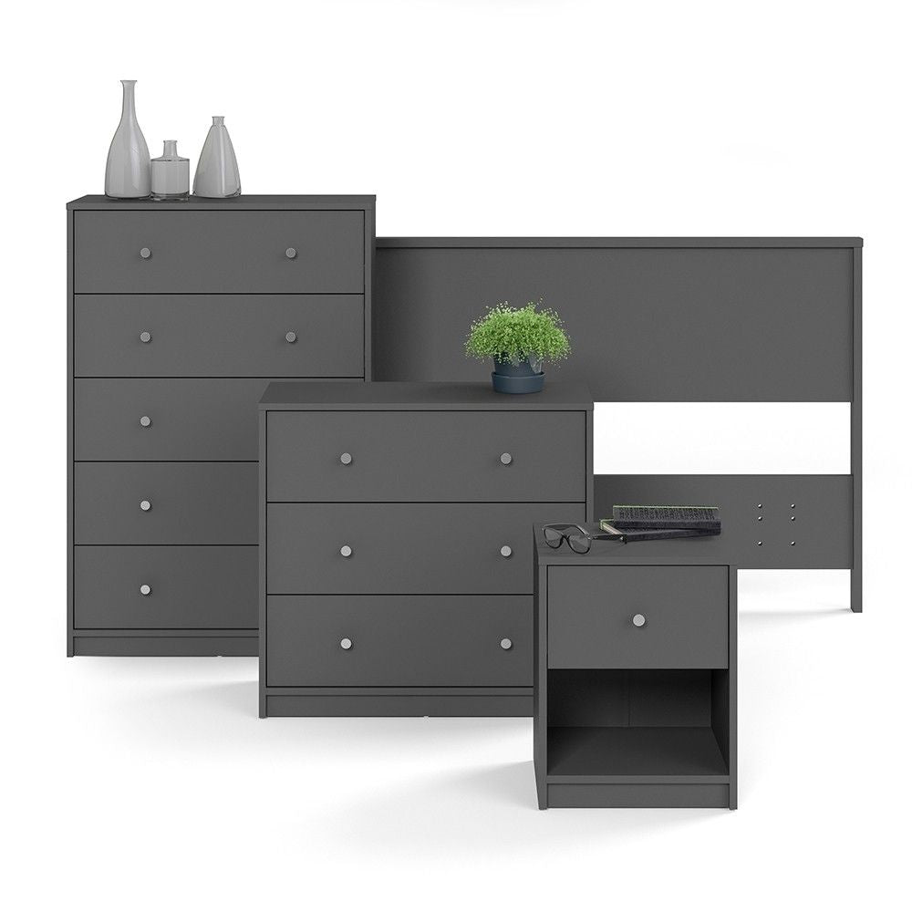 Modern Grey Laminated Bedside Cabinet With 1 Drawer 48x38cm