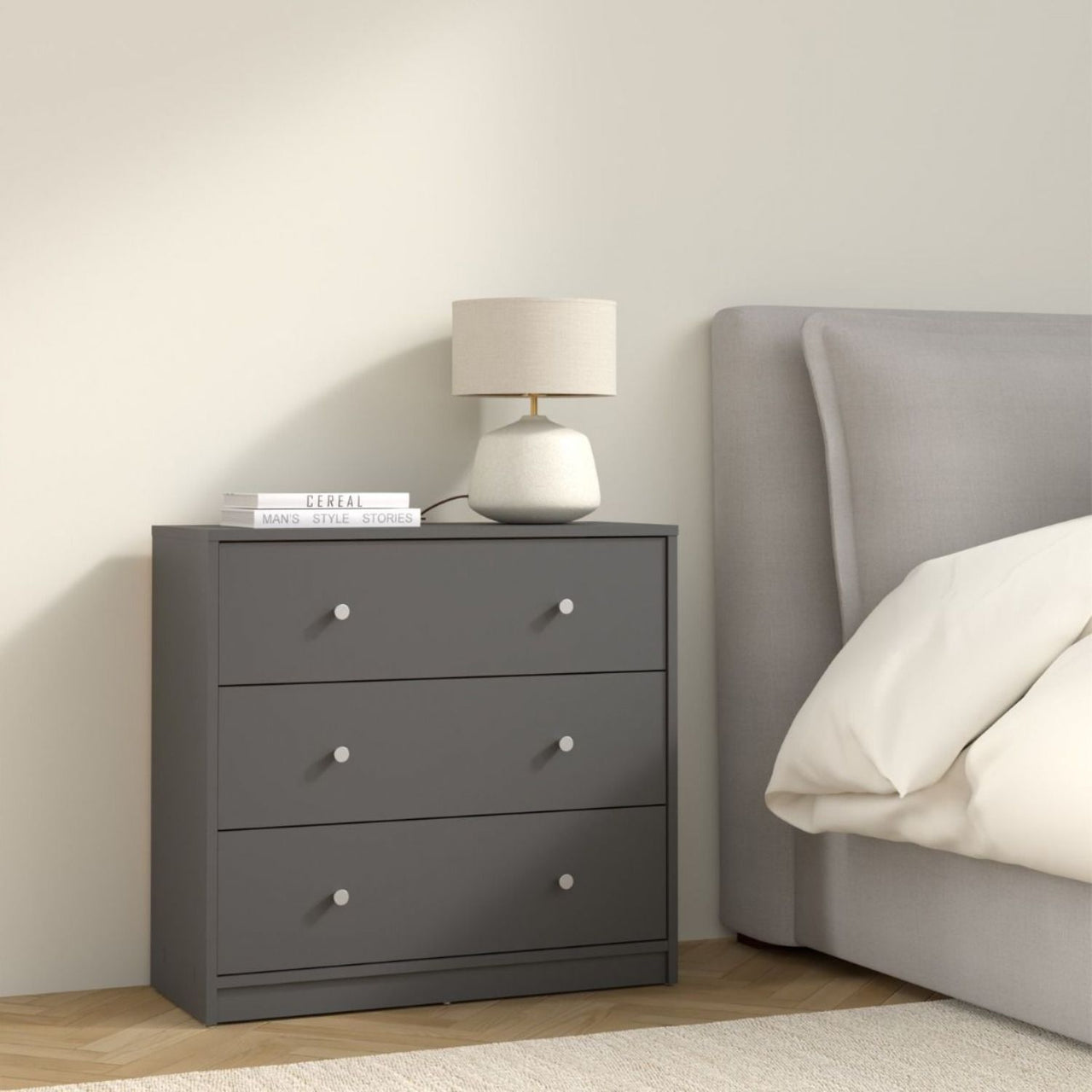 Chest of 3 Drawers in Grey