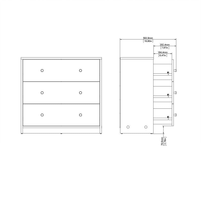 Chest of 3 Drawers in Jackson Hickory Oak