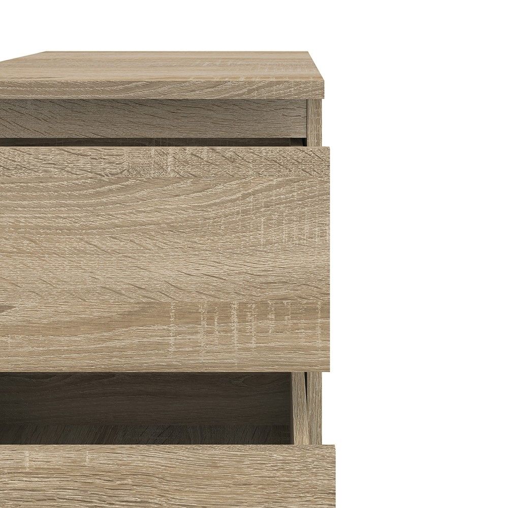 Tall Narrow Slim Oak 5 Drawer Chest With Recessed Handles