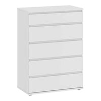 Thumbnail for Simple White Chest of 5 Drawers No Handles 77cm Wide