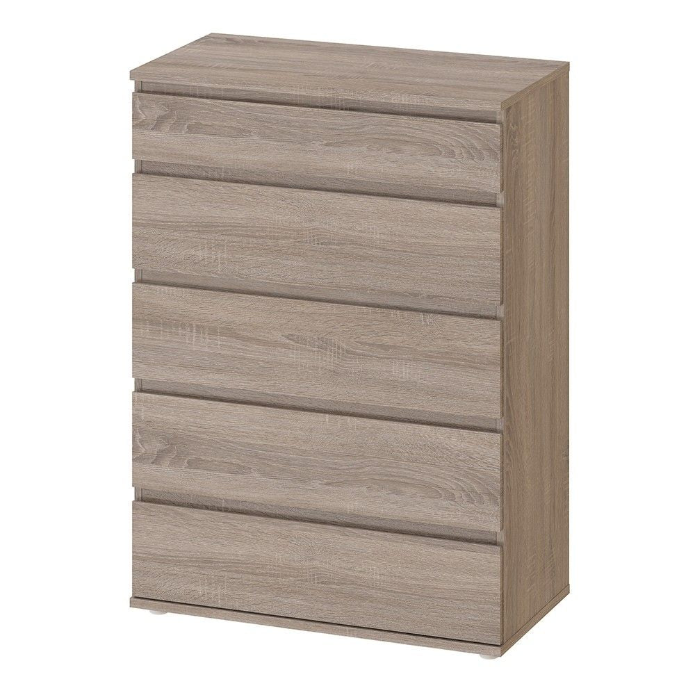 Dark Oak Simple Chest of 5 Drawers