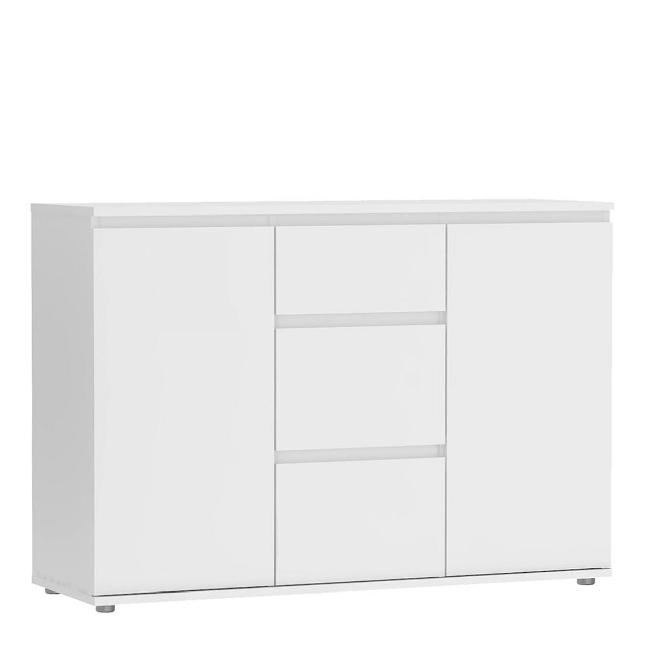 Wide White 3 Drawer 2 Door Sideboard