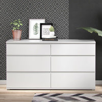 Thumbnail for Simple White Wide Chest of 6 Drawers