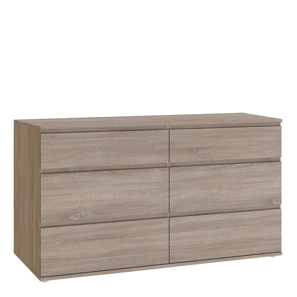 Dark Oak Wood Chest of 6 Drawers 153cm Wide Traditional Style