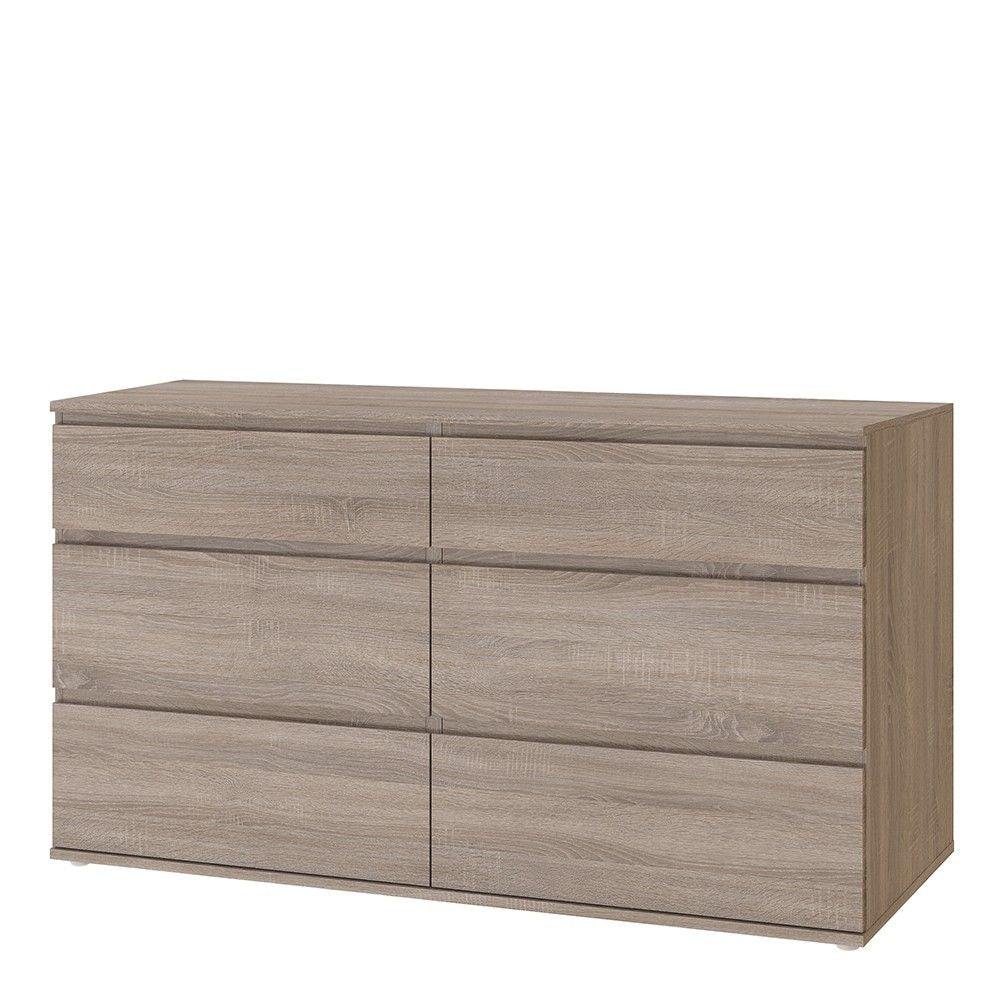 Dark Oak Wood Chest of 6 Drawers 153cm Wide Traditional Style