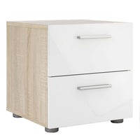 Thumbnail for Pepe Bedside 2 Drawers in Oak With White High Gloss