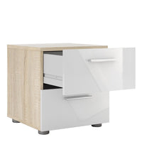 Thumbnail for Pepe Bedside 2 Drawers in Oak With White High Gloss