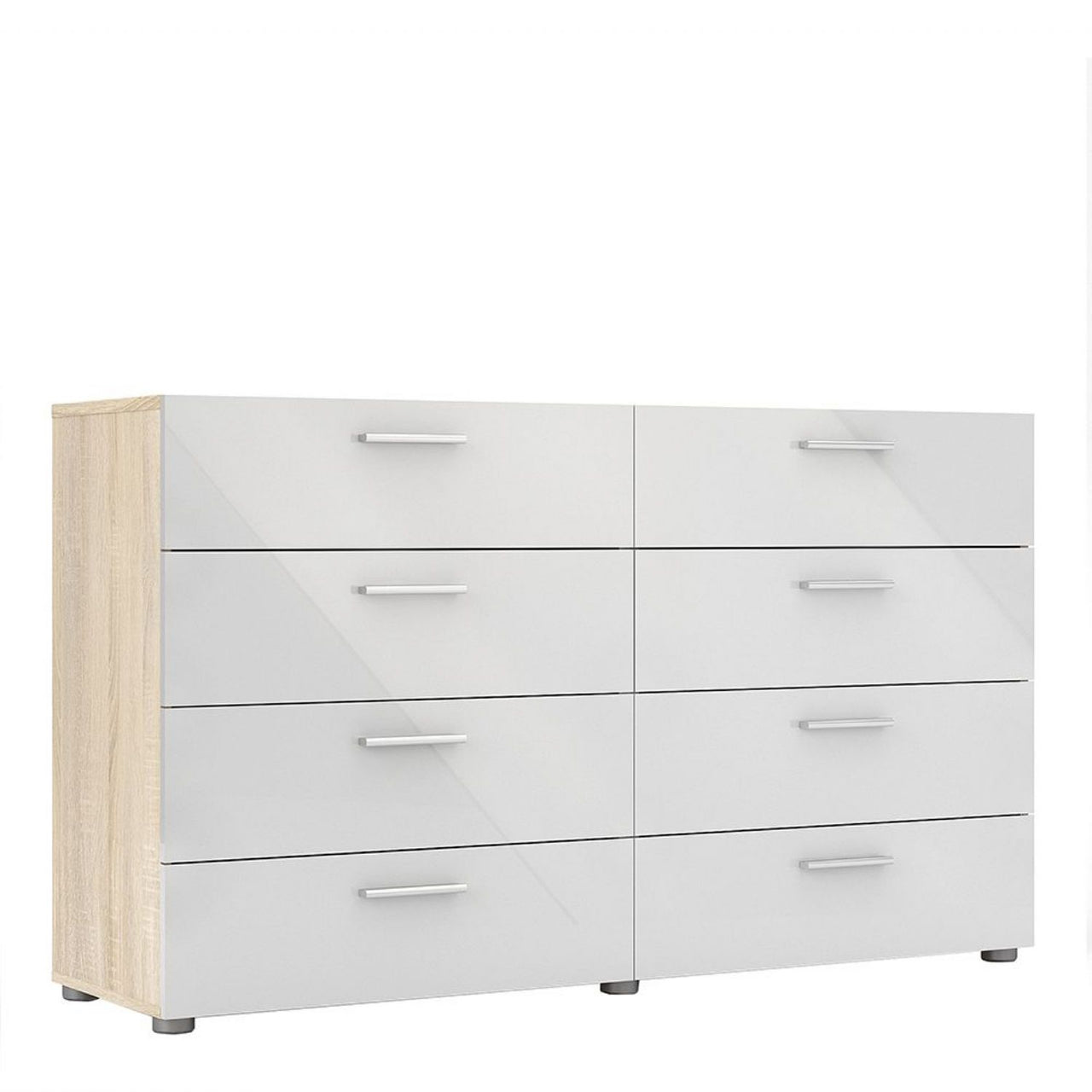 Oak And White High Gloss 8 Drawer Chest