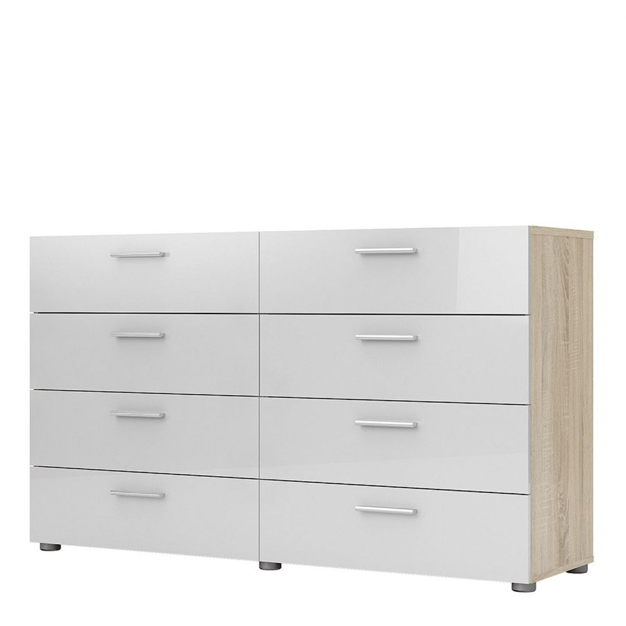 Oak And White High Gloss 8 Drawer Chest