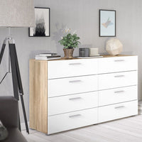 Thumbnail for Oak And White High Gloss 8 Drawer Chest