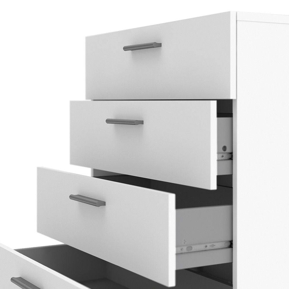 Wide White 4 Drawer Chest With Metal Handles