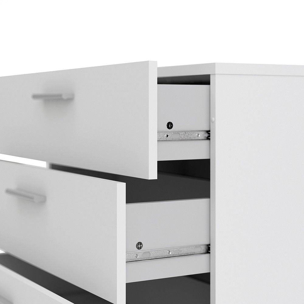 Wide White 4 Drawer Chest With Metal Handles