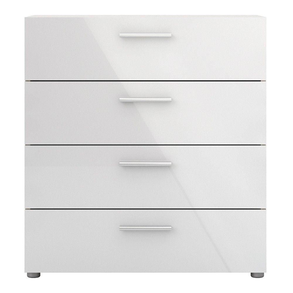 Oak and White High Gloss Storage Chest of 4 Drawers