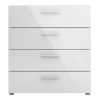 Thumbnail for Oak and White High Gloss Storage Chest of 4 Drawers