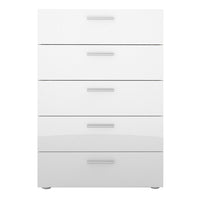 Thumbnail for Modern Chest of 5 Drawers in Oak With White High Gloss 70 x 102cm