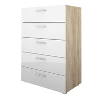 Thumbnail for Modern Chest of 5 Drawers in Oak With White High Gloss 70 x 102cm