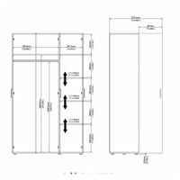 Thumbnail for White 3 Door Triple Plain Wardrobe 200cm Tall x 118cm Wide