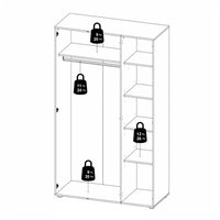 Thumbnail for White 3 Door Triple Plain Wardrobe 200cm Tall x 118cm Wide