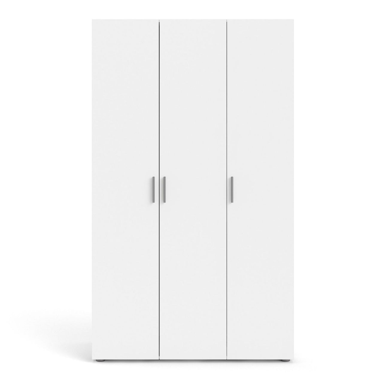 White 3 Door Triple Plain Wardrobe 200cm Tall x 118cm Wide