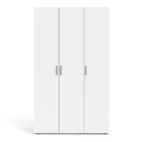 Thumbnail for White 3 Door Triple Plain Wardrobe 200cm Tall x 118cm Wide